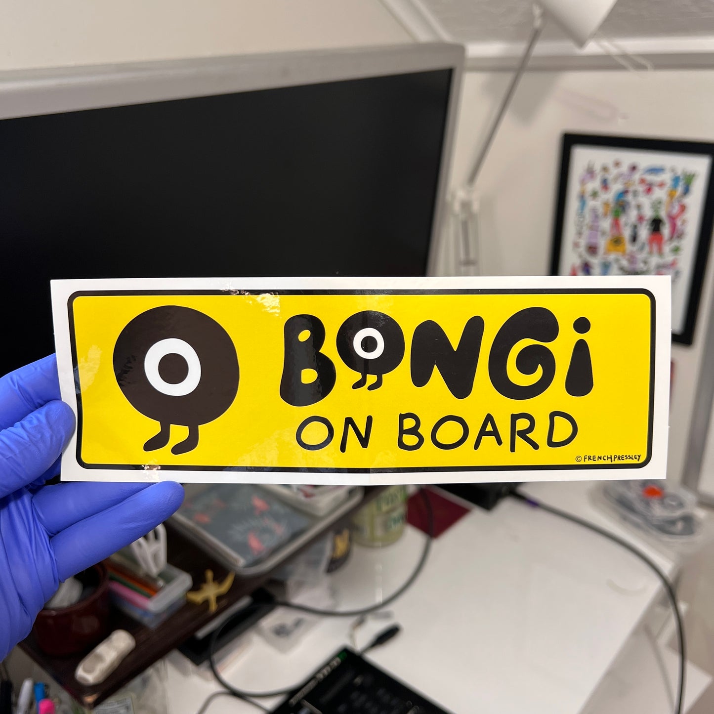 BONGi ON BOARD BUMPER STICKER - YELLOW