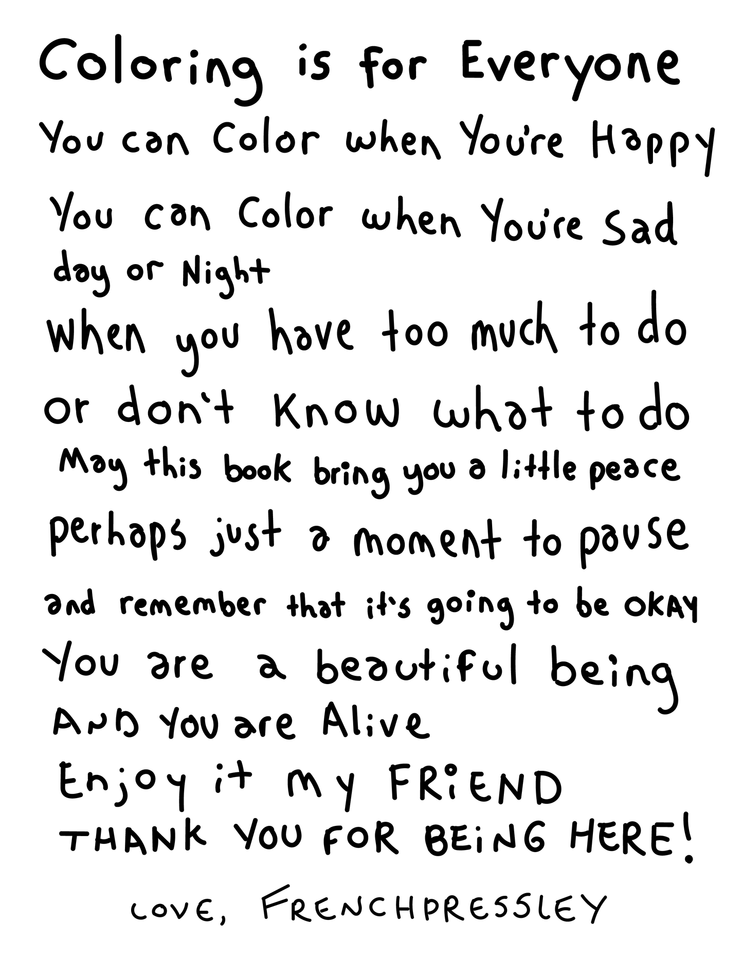 The Land of FRENCHPRESSLEY - COLORING BOOK #1 - PDF Digital Download