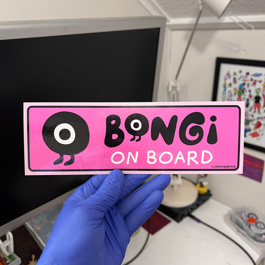 BONGi ON BOARD BUMPER STICKER - PINK RARE